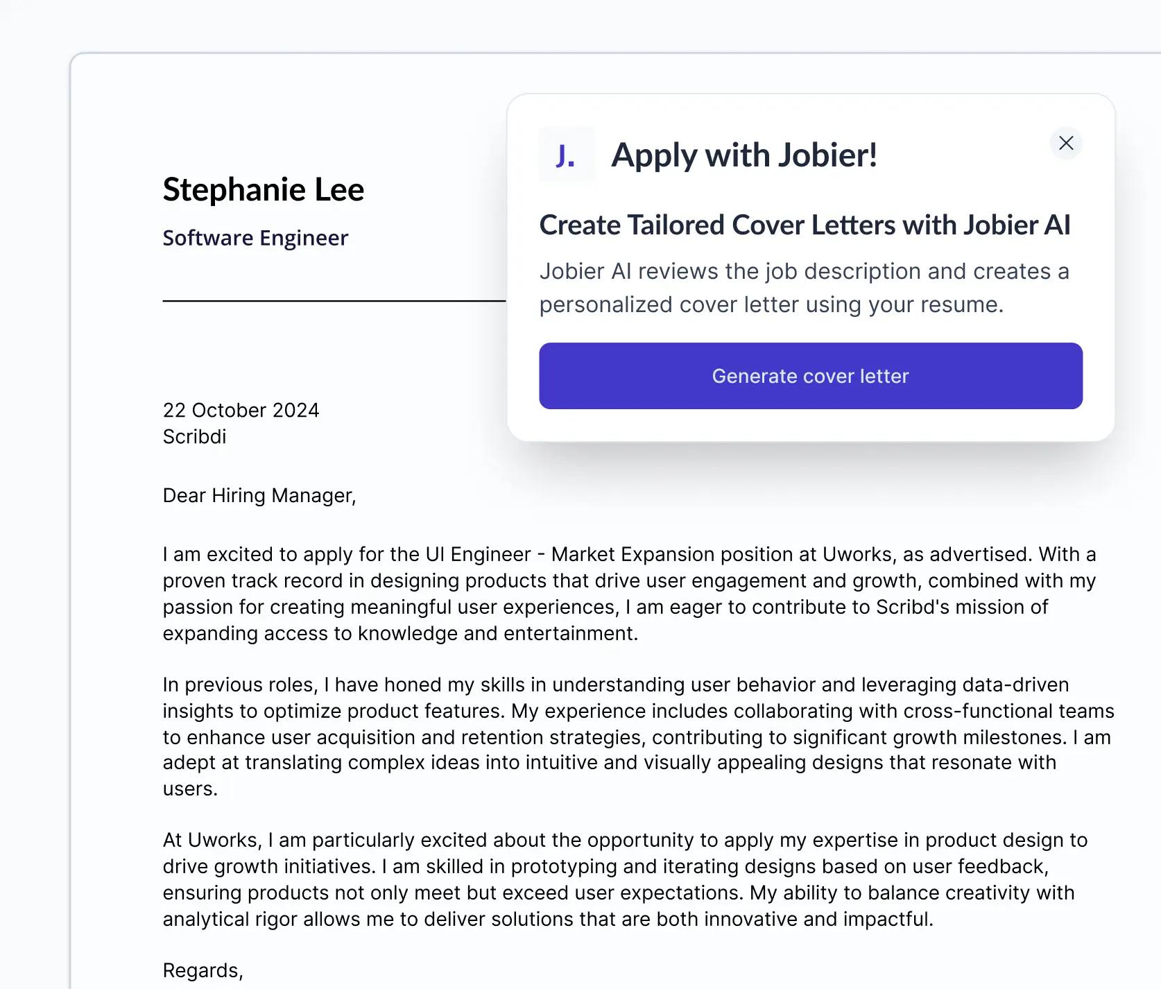 Effortless Cover Letters